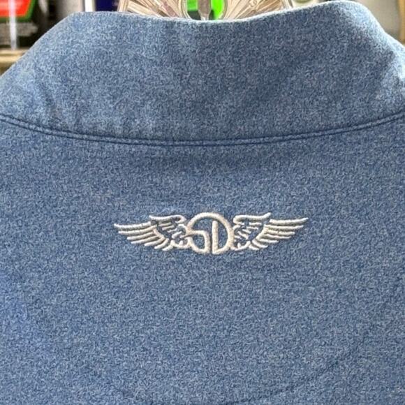 Straight Down Golf Shirt Men's M Blue Long Sleeve 1/4 Zip Performance - Picture 6 of 11